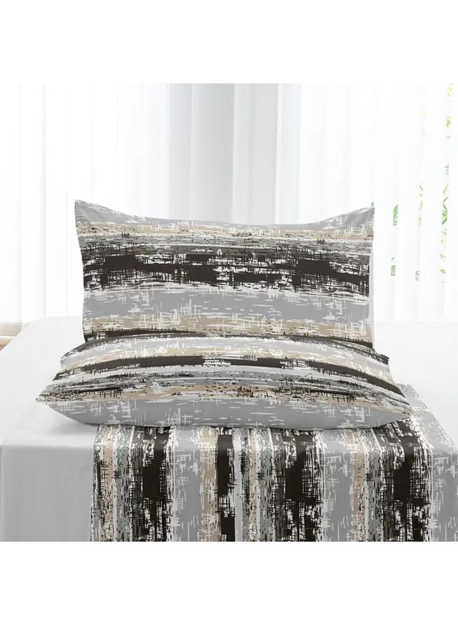 Light Grey Geometric Brushed Polyester Duvet Cover Set 66 14 x90 16 Inch 3 Piece All Seasons - Image 2